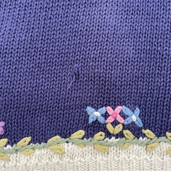 JENNIFER REED Vintage Cottagecore Floral 80s Hand knit Sweater Size Small - Picture 8 of 9